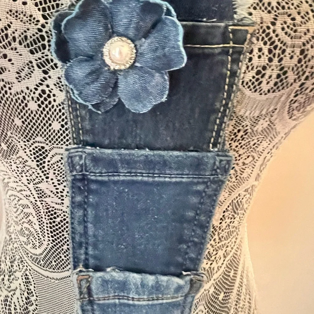 Hand Crafted Denim Blue Floral Accessory - Picture 2 of 3